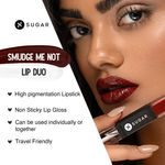 Buy SUGAR Cosmetics - Smudge Me Not - Lip Duo - 21 Aubergine Queen (Blackened Burgundy) - 3.5 ml - 2-in-1 Duo Liquid Lipstick with Matte Finish and Moisturizing Gloss - Purplle