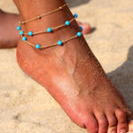 Buy Ferosh Marvella Gold Turquoise-Beaded Layered Anklet - Purplle
