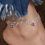 Buy Ferosh Silver Evil Eye Multi Layered Anklet - Purplle