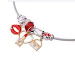 Buy Ferosh Red Lips Silver Charm Bracelet - Purplle