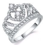 Buy Ferosh Princess Crown Silver Diamond Ring - Purplle