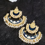 Buy Ferosh Soha Navy-Blue Pearl Chandbalis - Purplle