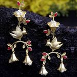 Buy Ferosh Pakhi Ruby Red Golden Drop Ethnic Earrings - Purplle