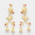 Buy Ferosh Pakhi Ruby Red Golden Drop Ethnic Earrings - Purplle