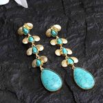 Buy Ferosh Pariyat Turquoise Golden Drop Earrings - Purplle