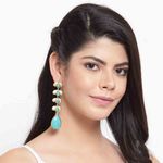 Buy Ferosh Pariyat Turquoise Golden Drop Earrings - Purplle
