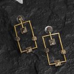 Buy Ferosh Aakriti Oxidized Golden Rectangular Dangler Earrings - Purplle