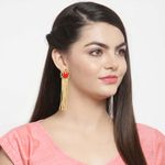 Buy Ferosh Red Gold Shower Dangler Earrings - Purplle