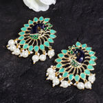 Buy Ferosh Aparna Turquoise Artistic Peacock Earrings - Purplle