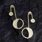 Buy Ferosh Amiya Half Sun Rays - Crescent Moon Golden Drop Earrings - Purplle