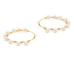 Buy Ferosh Ventura Pearl Studded Golden Hoop Earrings - Purplle