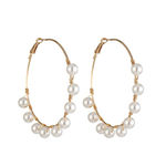 Buy Ferosh Ventura Pearl Studded Golden Hoop Earrings - Purplle