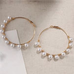 Buy Ferosh Ventura Pearl Studded Golden Hoop Earrings - Purplle