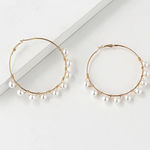 Buy Ferosh Ventura Pearl Studded Golden Hoop Earrings - Purplle