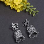 Buy Ferosh Aarohi Silver Oxidized Jhumka Earrings - Purplle