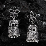 Buy Ferosh Aarohi Silver Oxidized Jhumka Earrings - Purplle