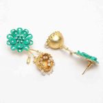 Buy Ferosh Ovia Floral Polka Mint Green Golden Jhumkis - Purplle