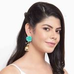 Buy Ferosh Ovia Floral Polka Mint Green Golden Jhumkis - Purplle