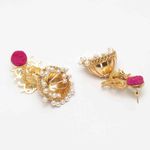 Buy Ferosh Pariniti Gleaming Hot Pink Golden Mayura Jhumkas - Purplle