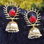 Buy Ferosh Kirtika Sizzling Red Sunshine Golden Jhumkas - Purplle