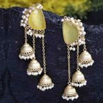 Buy Ferosh Vibrant Yellow Golden Triple Jhumki Earrings - Purplle