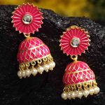 Buy Ferosh Aabhirathi Floral Classic Pink Golden Jhumkis - Purplle