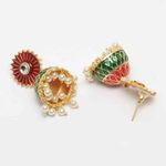 Buy Ferosh Irit Floral Green-Red Golden Jhumkis - Purplle