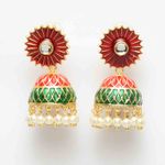 Buy Ferosh Irit Floral Green-Red Golden Jhumkis - Purplle
