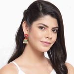 Buy Ferosh Irit Floral Green-Red Golden Jhumkis - Purplle