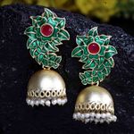 Buy Ferosh Nayonika Florid Green Golden Jhumki Earrings - Purplle