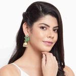 Buy Ferosh Nayonika Florid Green Golden Jhumki Earrings - Purplle