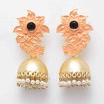 Buy Ferosh Abhaya Florid Peach Golden Jhumki Earrings - Purplle