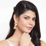 Buy Ferosh Abhaya Florid Peach Golden Jhumki Earrings - Purplle