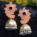 Buy Ferosh Abhaya Florid Peach Golden Jhumki Earrings - Purplle