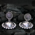 Buy Ferosh Kathika Floral Oxidized Silver Jhumka - Purplle