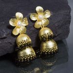 Buy Ferosh Arunya Floral Gold Double Jhumka Earrings - Purplle