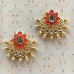 Buy Ferosh Kesari Floral Ethnic Gold Earrings - Purplle