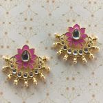 Buy Ferosh Varina Floral Pink Gold Ethnic Earrings - Purplle