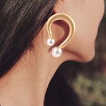 Buy Ferosh Designer Golden Pearl Drop Earrings - Purplle