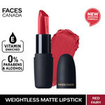 Buy Faces Canada Weightless Matte Lipstick |Jojoba and Almond Oil enriched| Highly pigmented | Smooth One Stroke Weightless Color | Keeps Lips Moisturized | Shade - Red Fairy 4.5g - Purplle