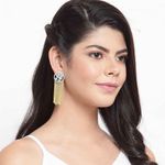 Buy Ferosh Avika Leafy Blue Golden Chained Tassel Earrings - Purplle