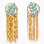 Buy Ferosh Avika Leafy Blue Golden Chained Tassel Earrings - Purplle