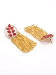 Buy Ferosh Avika Leafy Pink Golden Chained Tassel Earrings - Purplle