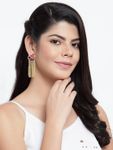 Buy Ferosh Avika Leafy Pink Golden Chained Tassel Earrings - Purplle