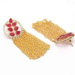 Buy Ferosh Avika Leafy Pink Golden Chained Tassel Earrings - Purplle