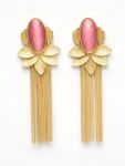 Buy Ferosh Dhriya Pink Leafy Golden Tassel Drop Earrings - Purplle