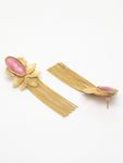 Buy Ferosh Dhriya Pink Leafy Golden Tassel Drop Earrings - Purplle