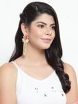 Buy Ferosh Dhriya Pink Leafy Golden Tassel Drop Earrings - Purplle