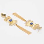 Buy Ferosh Vamika Royal Blue Stone Golden Pearl Tassel Earrings - Purplle