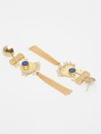 Buy Ferosh Vamika Royal Blue Stone Golden Pearl Tassel Earrings - Purplle